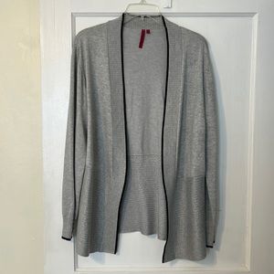 Gray Cardigan with Black Trim